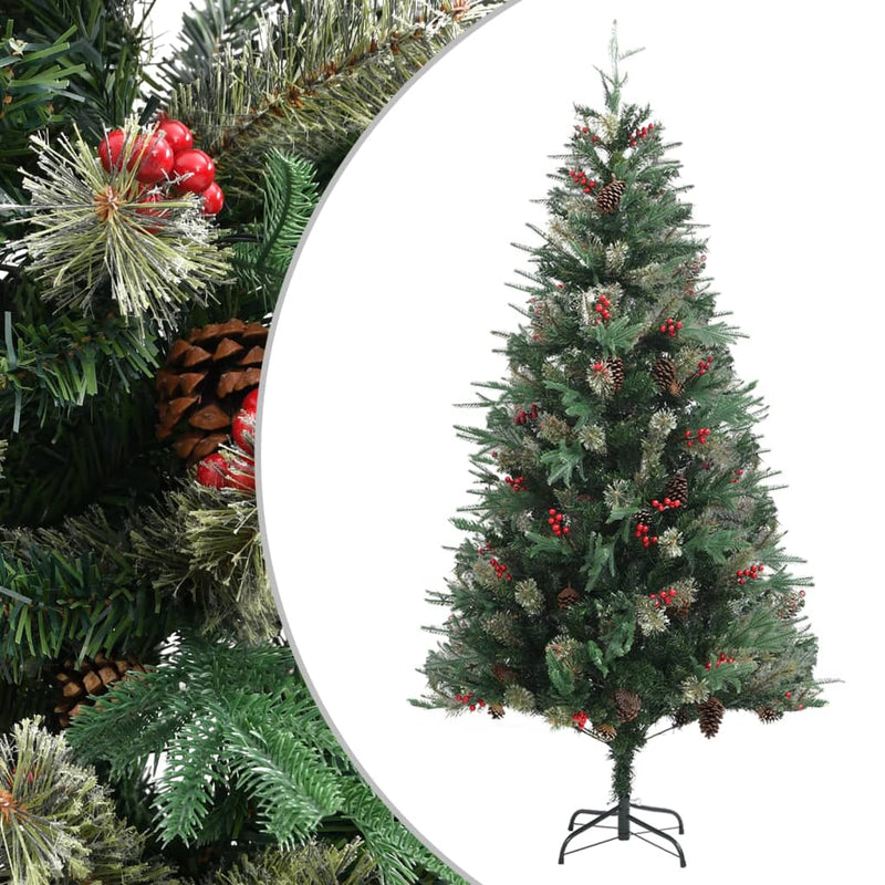 Vidaxl Tree di Natale con coni di pino 225 cm PVC e pe verde