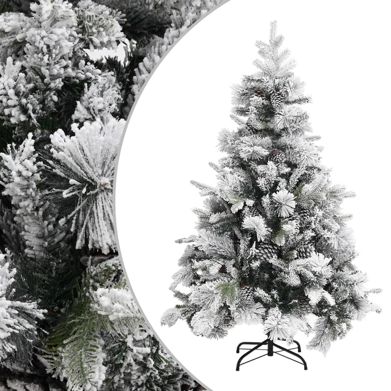 Vidaxl Tree di Natale con coni di pino e neve 150 cm PVC e PE