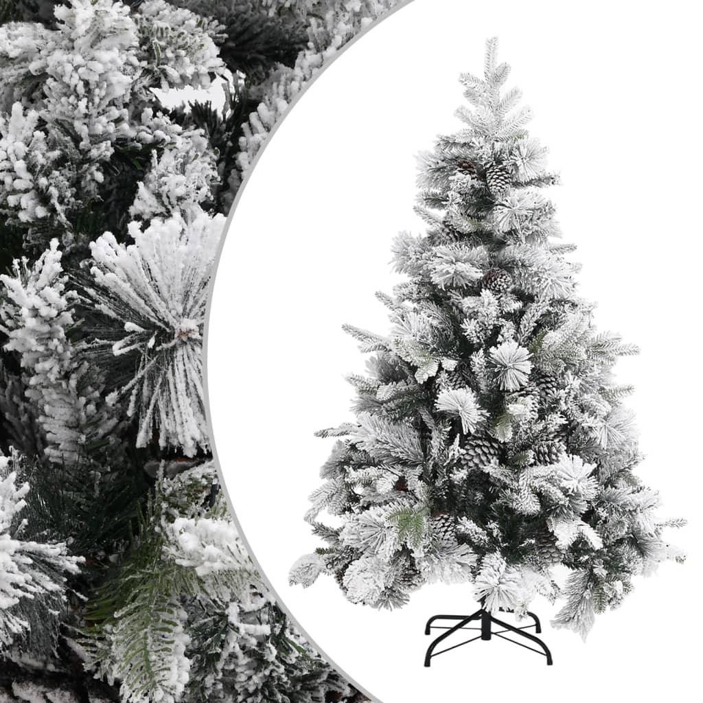 Vidaxl Tree di Natale con coni di pino e neve 150 cm PVC e PE