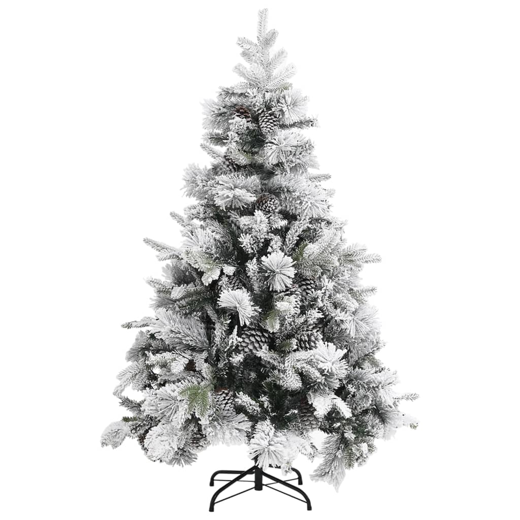 Vidaxl Tree di Natale con coni di pino e neve 150 cm PVC e PE