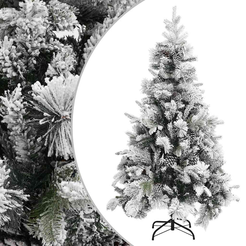 Albero di Natale Vidaxl con coni di pino e neve 195 cm PVC e PE