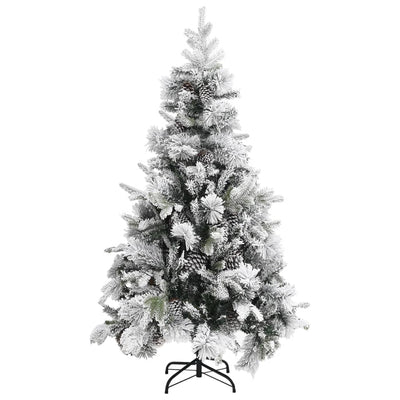 Árbol de Navidad Vidaxl con conos de pino y nieve de 195 cm PVC y PE
