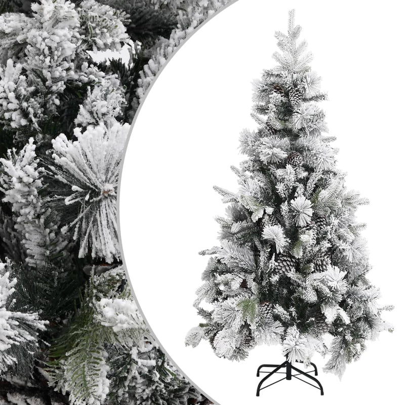 Vidaxl Tree di Natale con coni di pino e neve 225 cm PVC e PE
