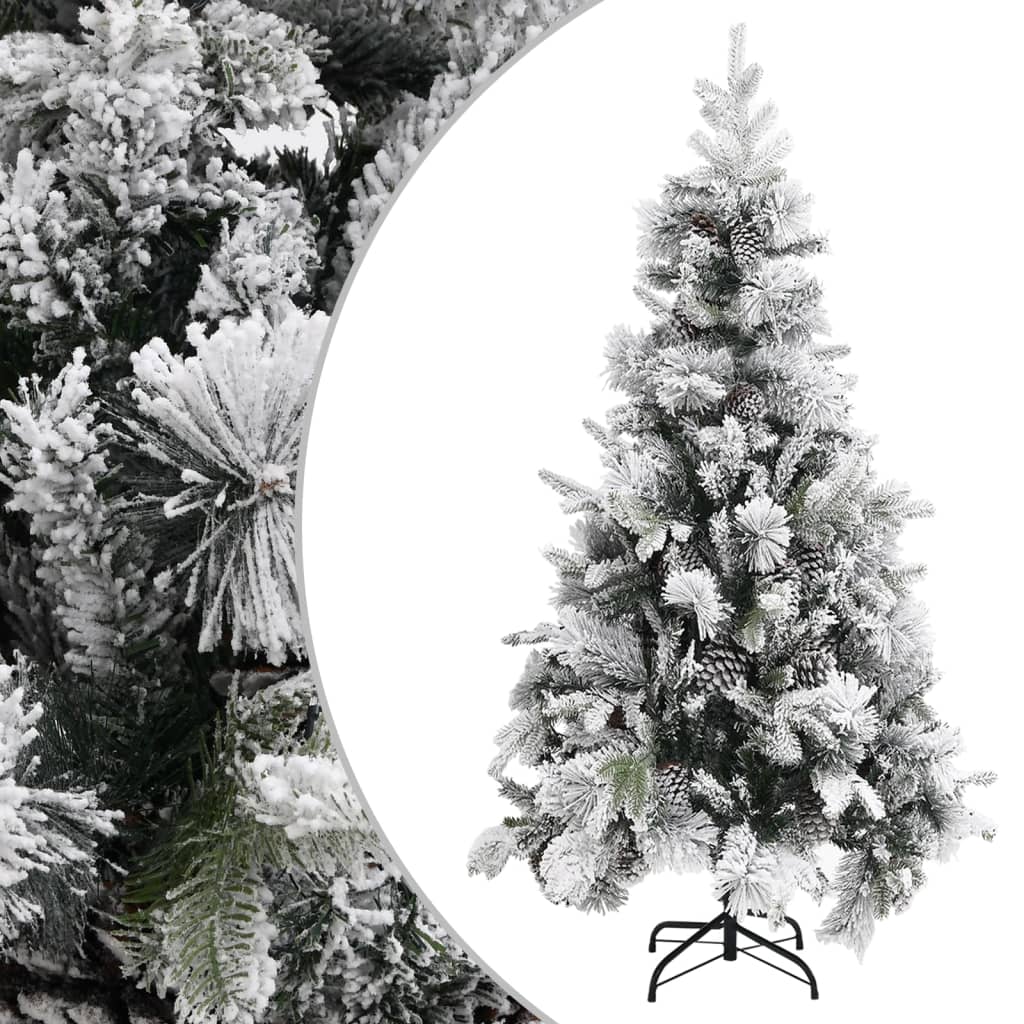 Vidaxl Tree di Natale con coni di pino e neve 225 cm PVC e PE