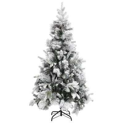 Árbol de Navidad Vidaxl con conos de pino y nieve 225 cm PVC y PE