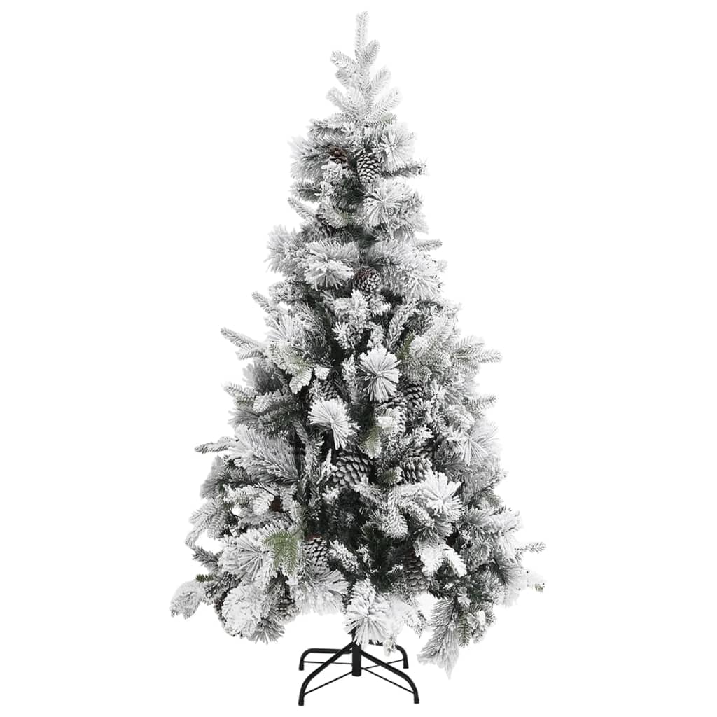 Vidaxl Tree di Natale con coni di pino e neve 225 cm PVC e PE