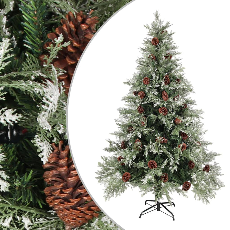 Vidaxl Tree di Natale con coni di pino 120 cm PVC e PE verde e bianco