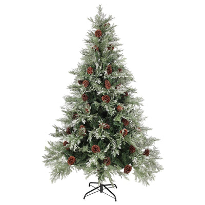 Vidaxl Tree di Natale con coni di pino 120 cm PVC e PE verde e bianco