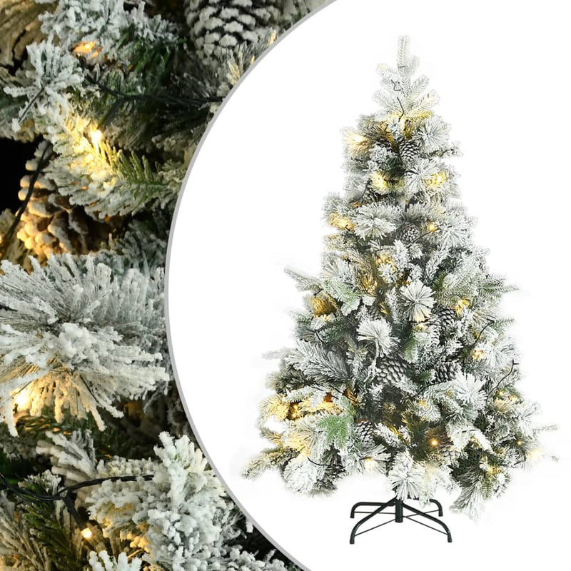 Albero di Natale Vidaxl con coni a LED e pini e neve 150 cm PVC e PE