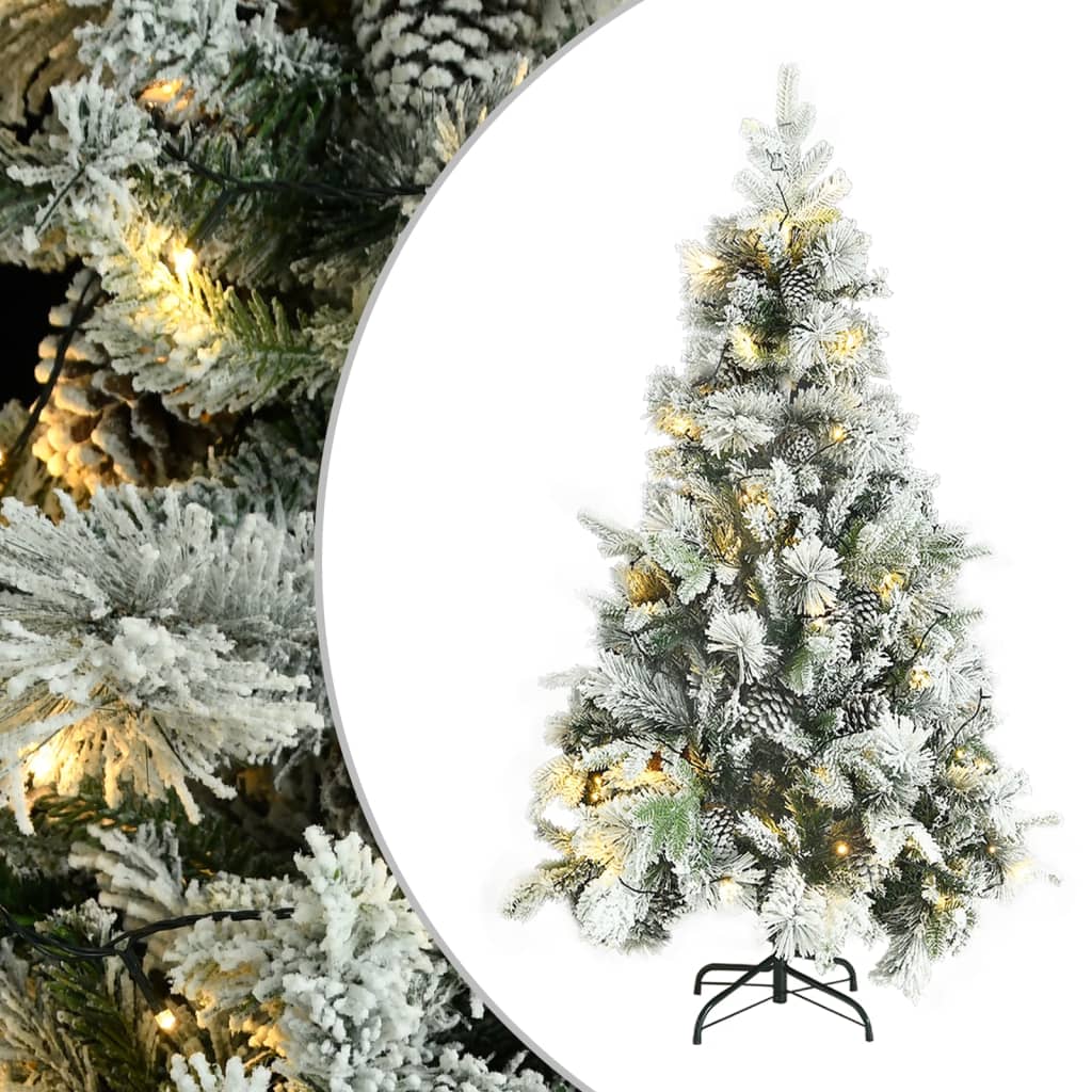 Albero di Natale Vidaxl con coni a LED e pini e neve 195 cm PVC e PE
