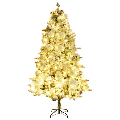 Árbol de Navidad Vidaxl con conos LED y pino y nieve de 195 cm PVC y PE
