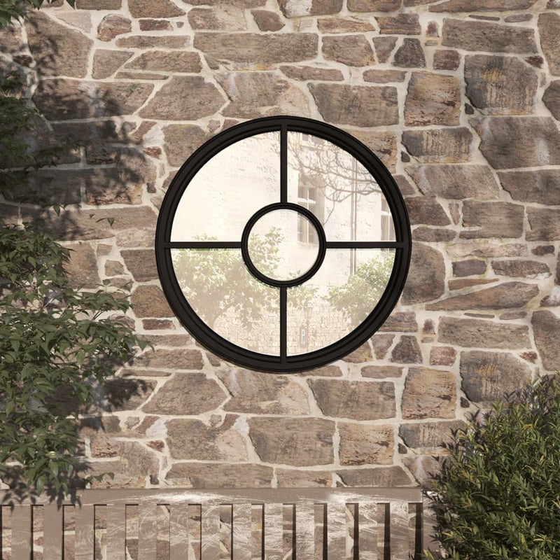 Vidaxl Garden Mirror alrededor de 60x4 cm de hierro negro