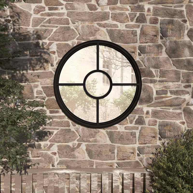 Vidaxl Garden Specchio intorno a 60x4 cm di ferro nero