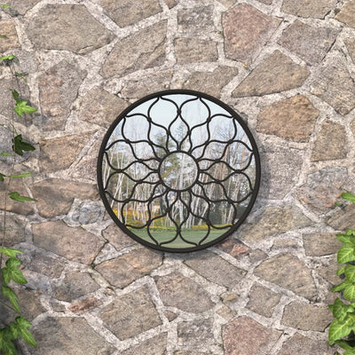 Vidaxl Garden Specchio intorno a 60x3 cm di ferro nero