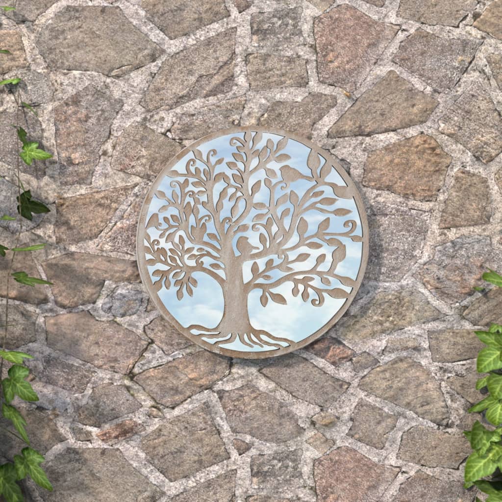 Specchio da giardino Vidaxl intorno a 40x2,5 cm sabbia di ferro.