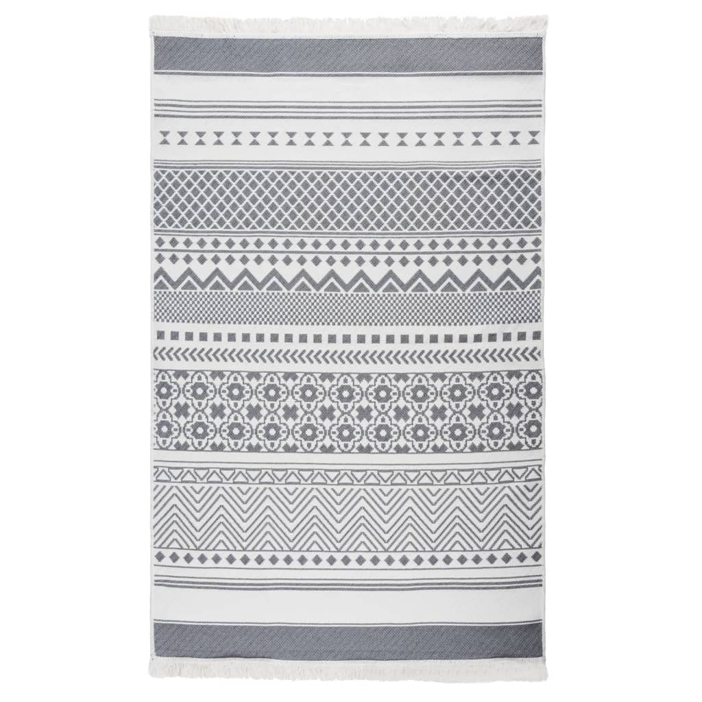 Tappeto Vidaxl 120x180 cm di cotone grigio e bianco