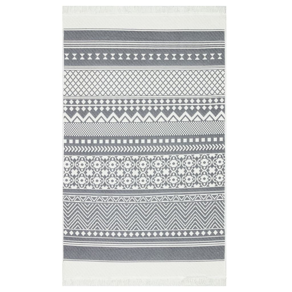 Tappeto Vidaxl 120x180 cm di cotone grigio e bianco