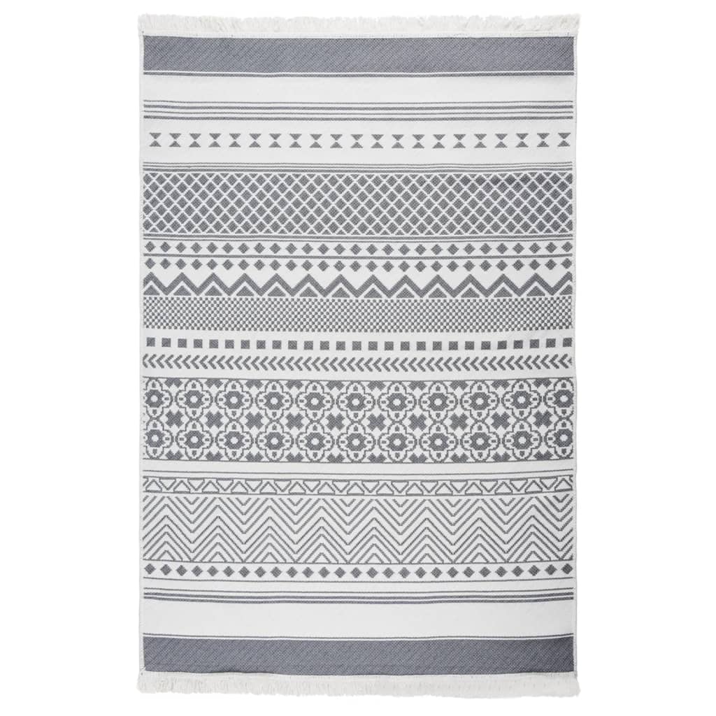 Tappeto Vidaxl 160x230 cm di cotone grigio e bianco