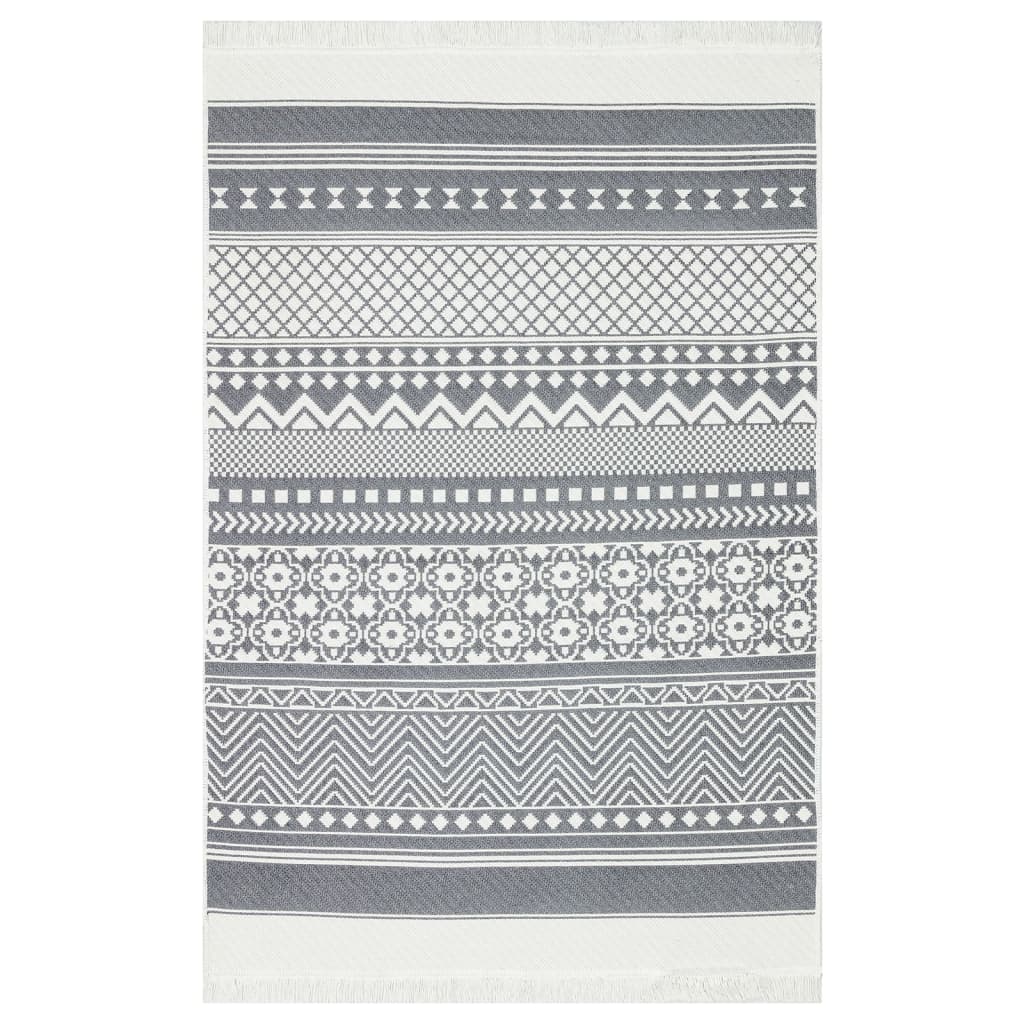 Tappeto Vidaxl 160x230 cm di cotone grigio e bianco