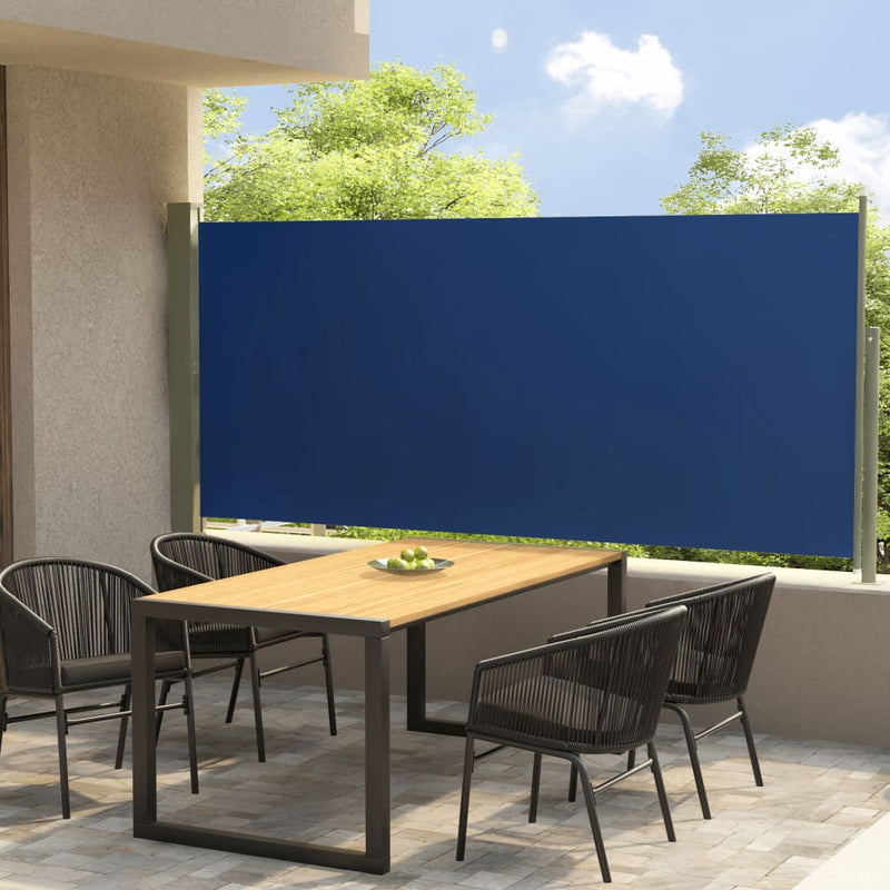Pantalla de jardín Vidaxl extensible 140x300 cm azul