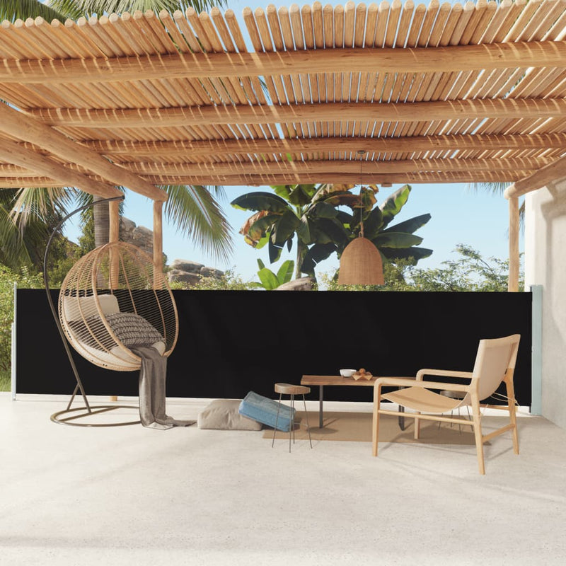 Schermo del giardino Vidaxl estendibile 117x600 cm nero