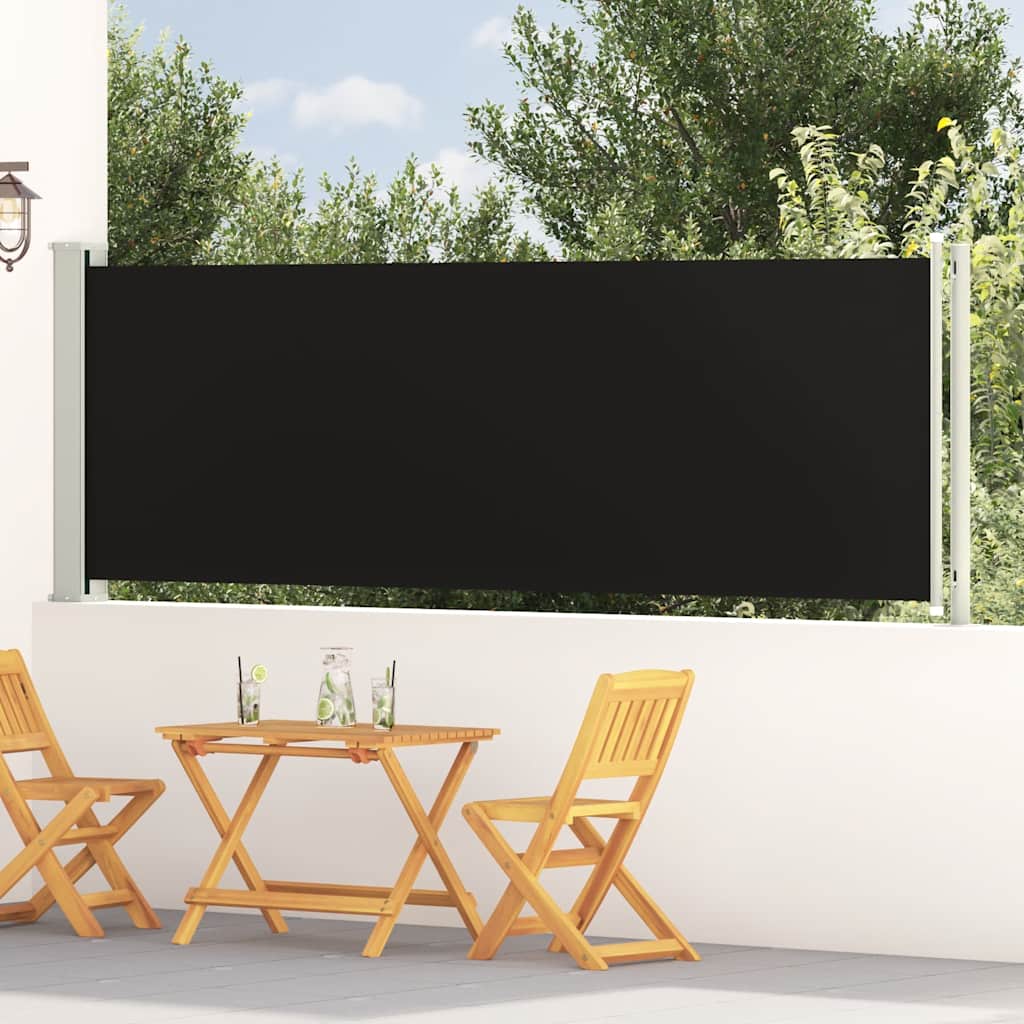 Pantalla de jardín Vidaxl extensible 117x600 cm Negro