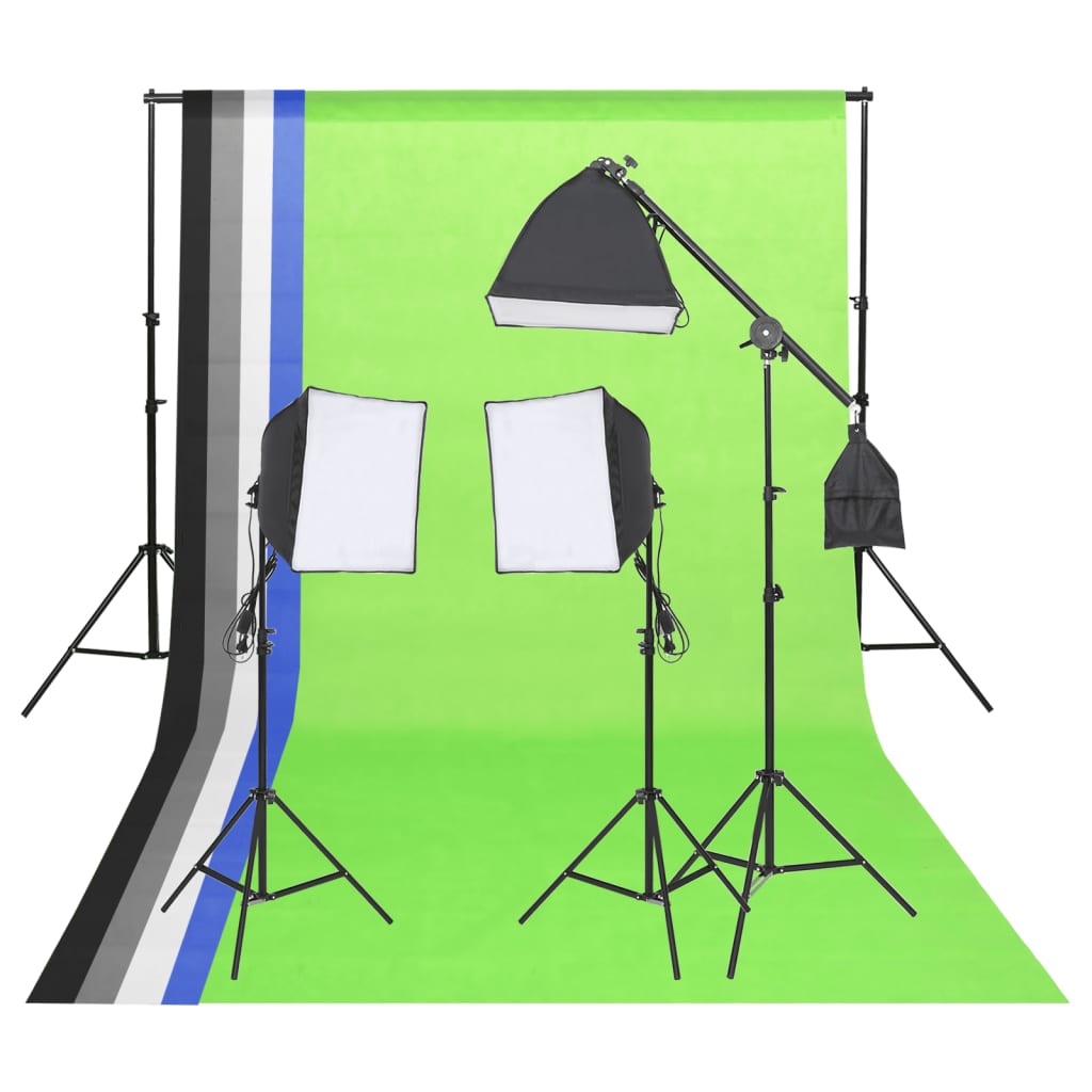 Vidaxl Fotostudio illuminazione set con sfondo e riflettore