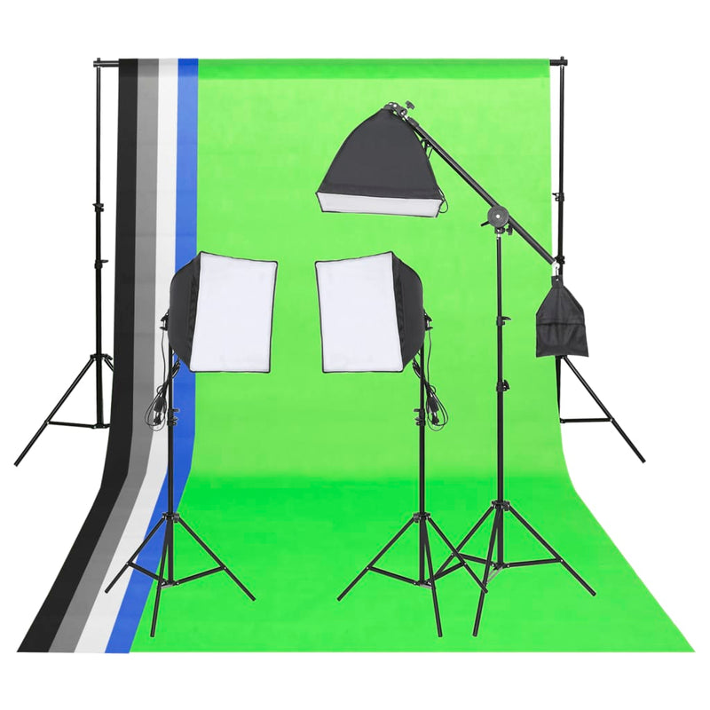 Vidaxl Fotostudio illuminazione set con sfondo e riflettore