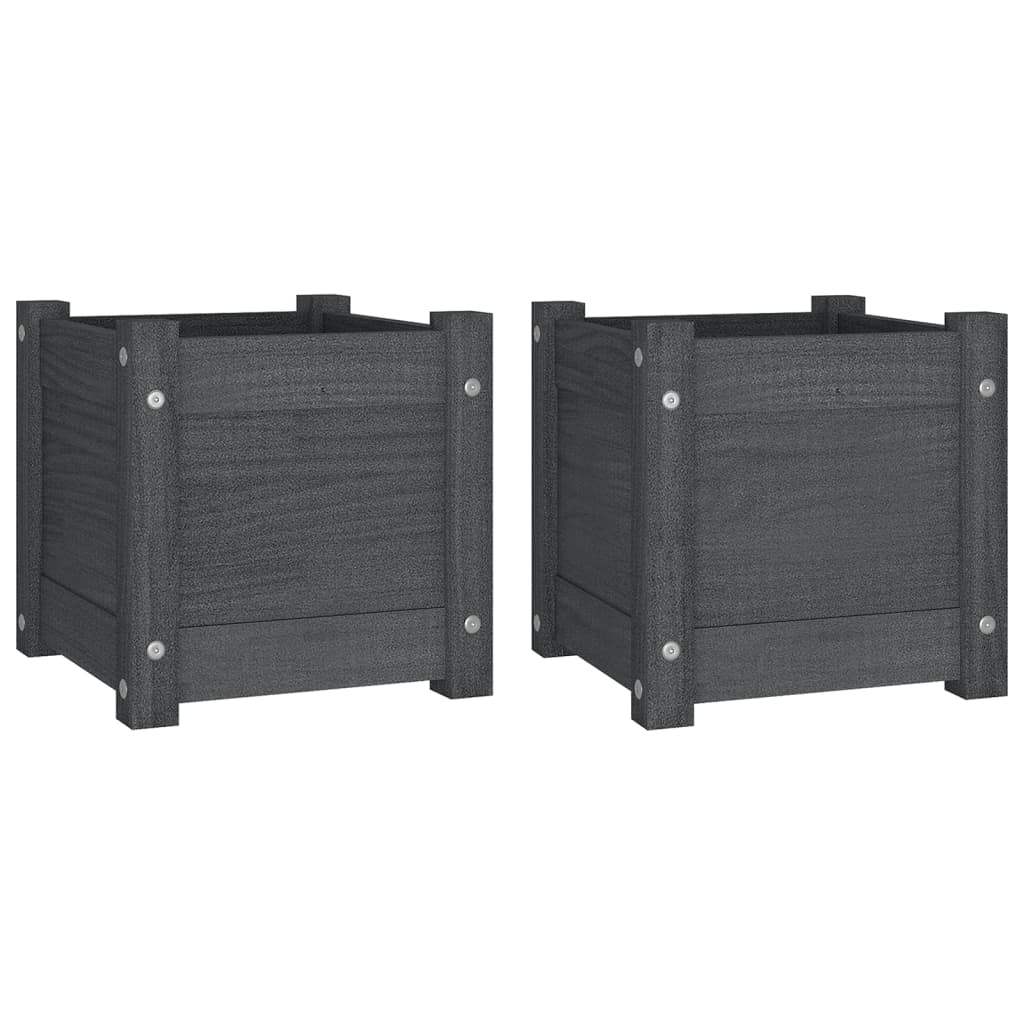 Vidaxl Fioter 2 PCS 31x31x31 cm Grigio in pino solido