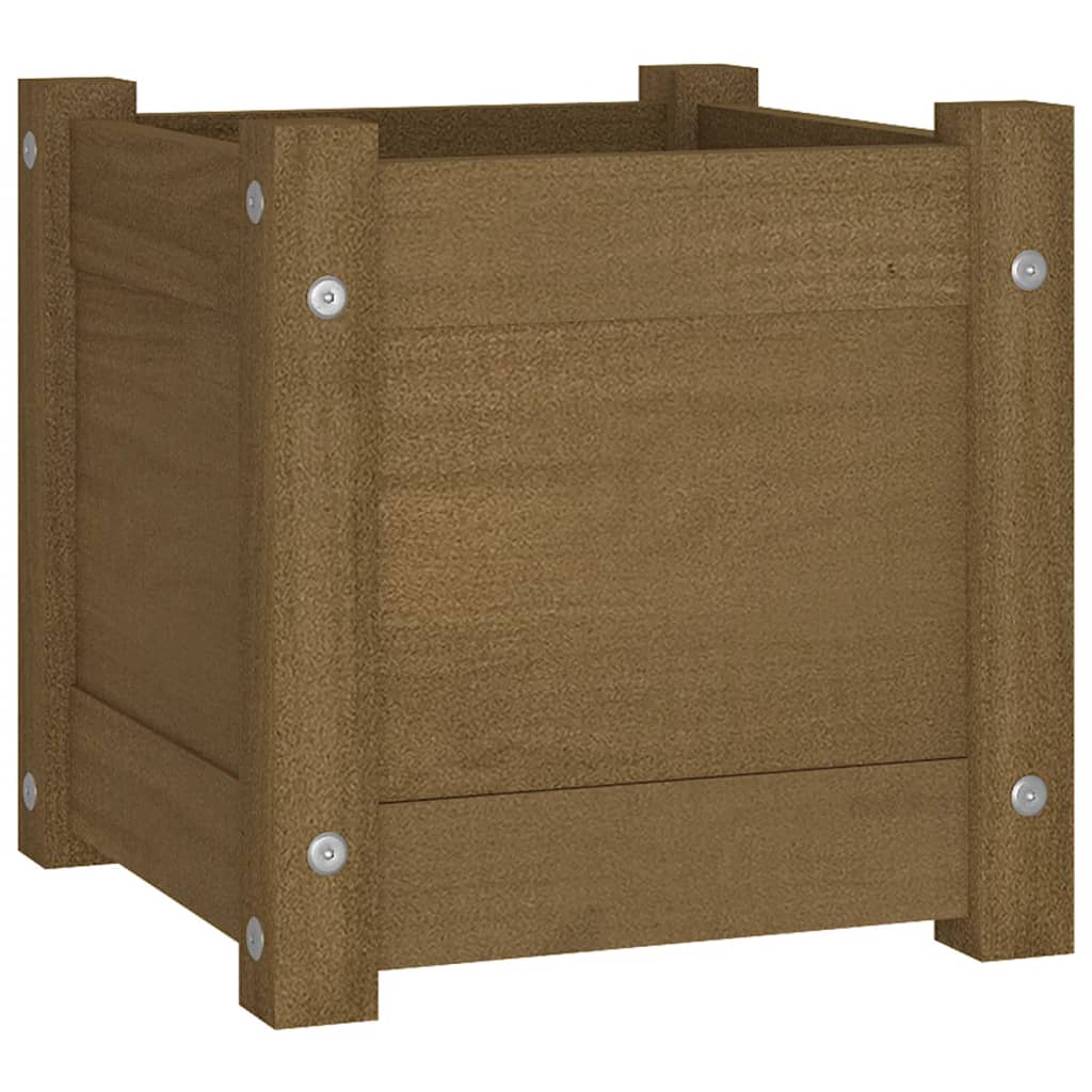 Vidaxl Planning Box 31x31x31 cm de pino sólido marrón marrón