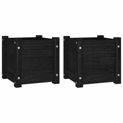 Plantadores Vidaxl 2 PCS 31X31X31 CM Pine Solid Pine Negro