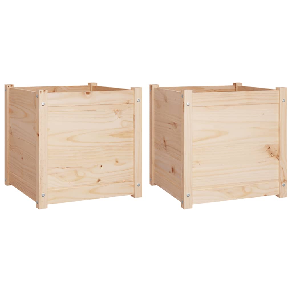 Vidaxl plantenbakken 2 st 50x50x50 cm massief grenenhout