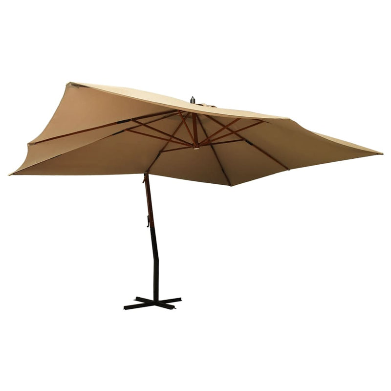 Vidaxl Parasolo galleggiante con polo in legno 400x300 cm taupe
