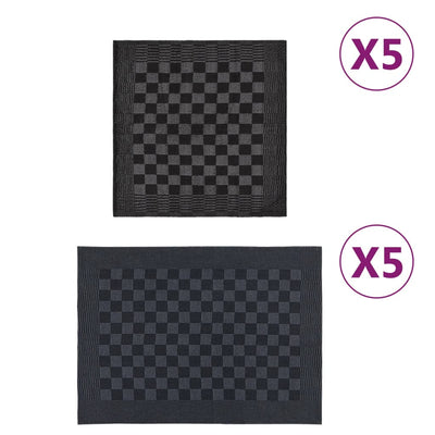 Vidaxl Set di panno da cucina a 10 pezzi Black e grigio