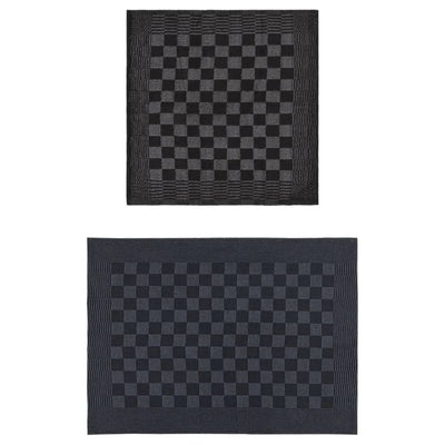 Vidaxl Juego de tela de cocina de 10 piezas Algodón negro y gris