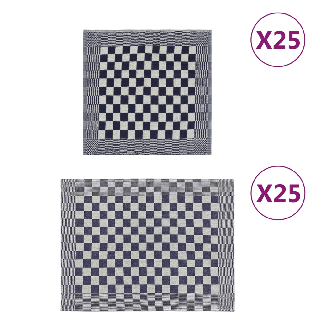 Vidaxl Set di panno da cucina a 50 pezzi blu cotone e bianco