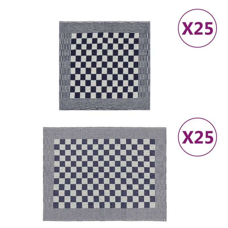 Vidaxl Set di panno da cucina a 50 pezzi blu cotone e bianco