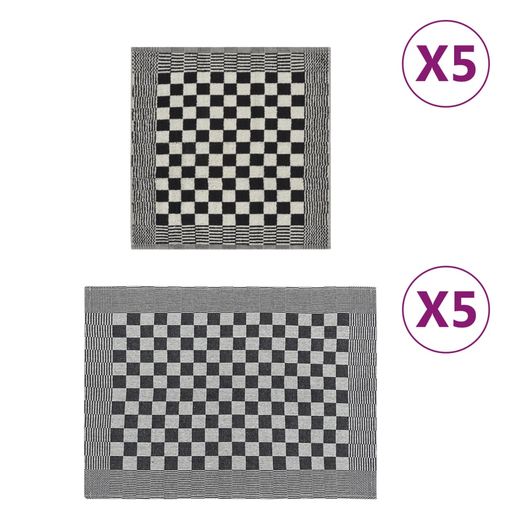 Vidaxl Set di stoffe da cucina in 10 parti in bianco e nero