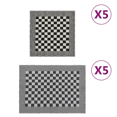 Vidaxl Set di stoffe da cucina in 10 parti in bianco e nero