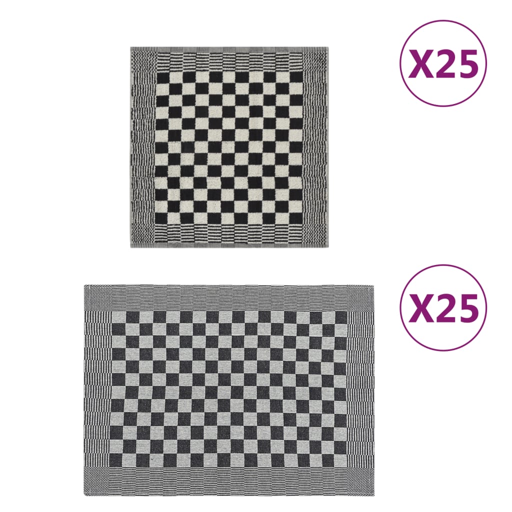 Vidaxl Set di panno da cucina a 50 pezzi in bianco e nero