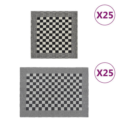 Vidaxl Set di panno da cucina a 50 pezzi in bianco e nero