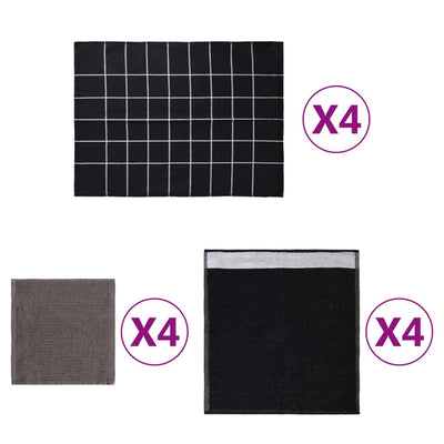 Vidaxl Set di stoffa da cucina in 12 parti Black