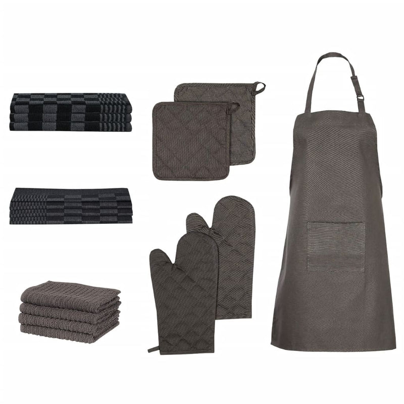 Vidaxl Set di panno da cucina a 15 pezzi Black