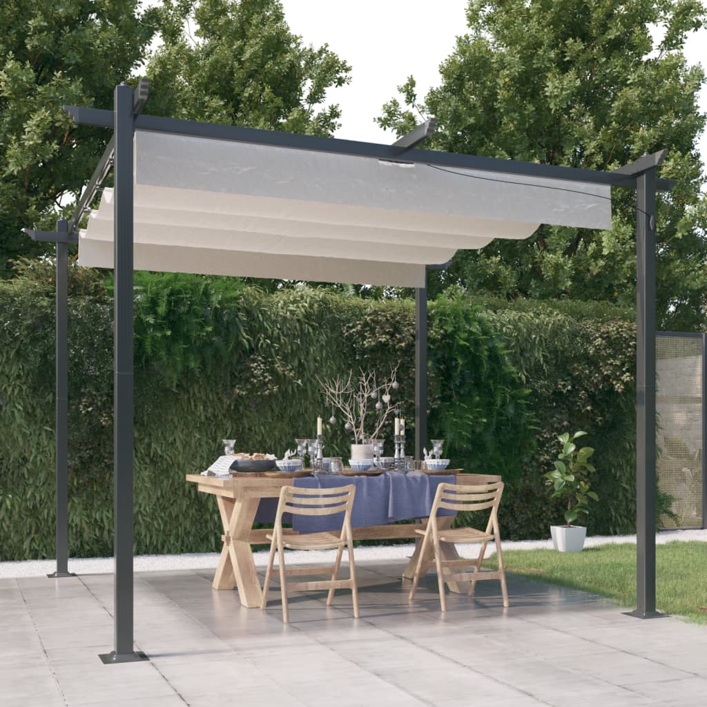 Vidaxl Garden Pracor con techo extensible de 3x3 m de crema