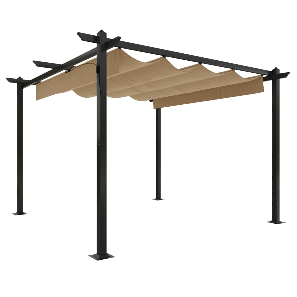 Vidaxl Garden Pracor con techo extensible de 3x3 m taupe
