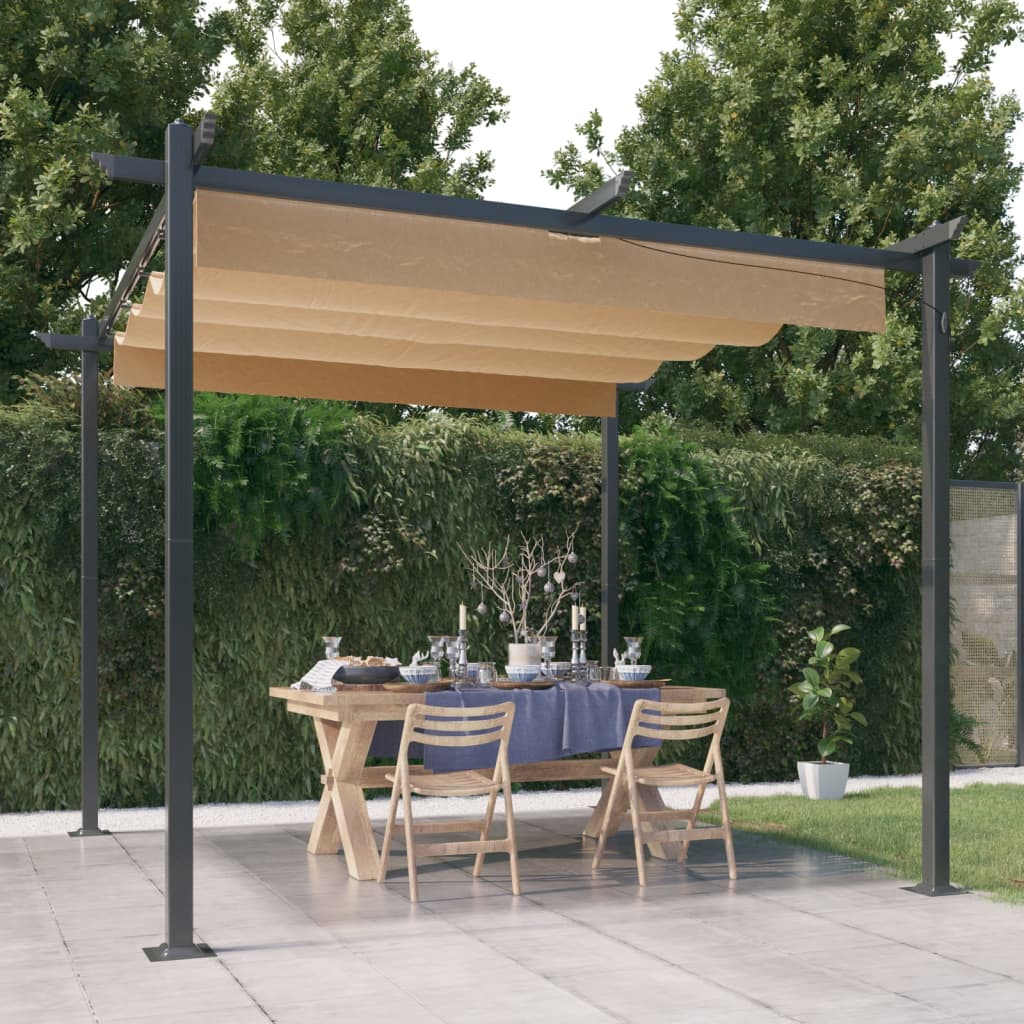 Vidaxl Garden Pracor con techo extensible de 3x3 m taupe