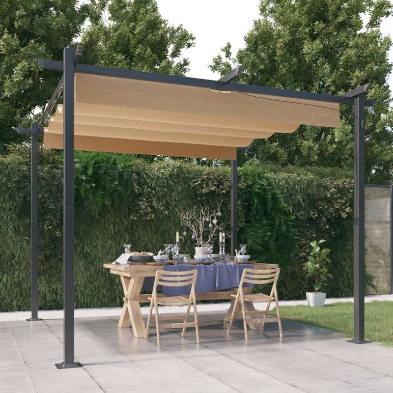 Vidaxl Garden Pracor con techo extensible de 3x3 m taupe