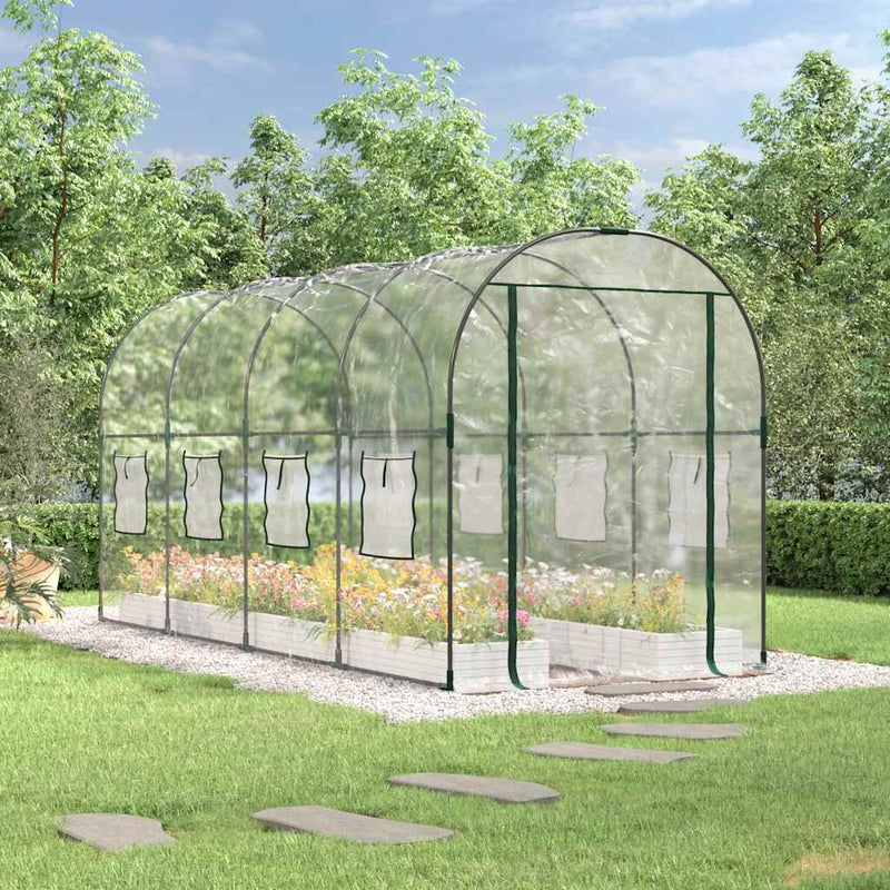 Vidaxl Tuinkas 160x400x190 cm PVC e acciaio rivestito in polvere trasparente