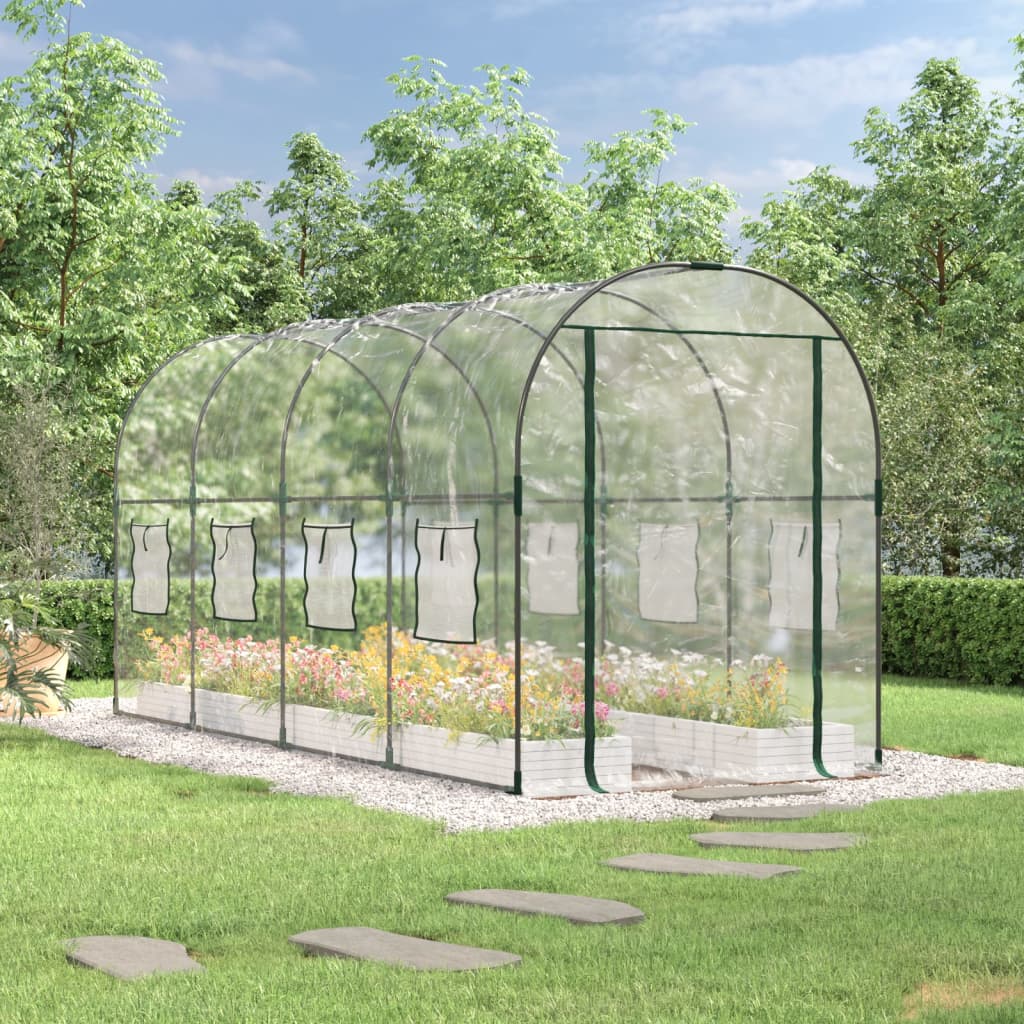Vidaxl Tuinkas 160x400x190 cm PVC e acciaio rivestito in polvere trasparente