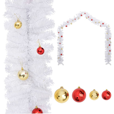 Vidaxl Ghirlanda di Natale decorata con palle di Natale 5 m bianche